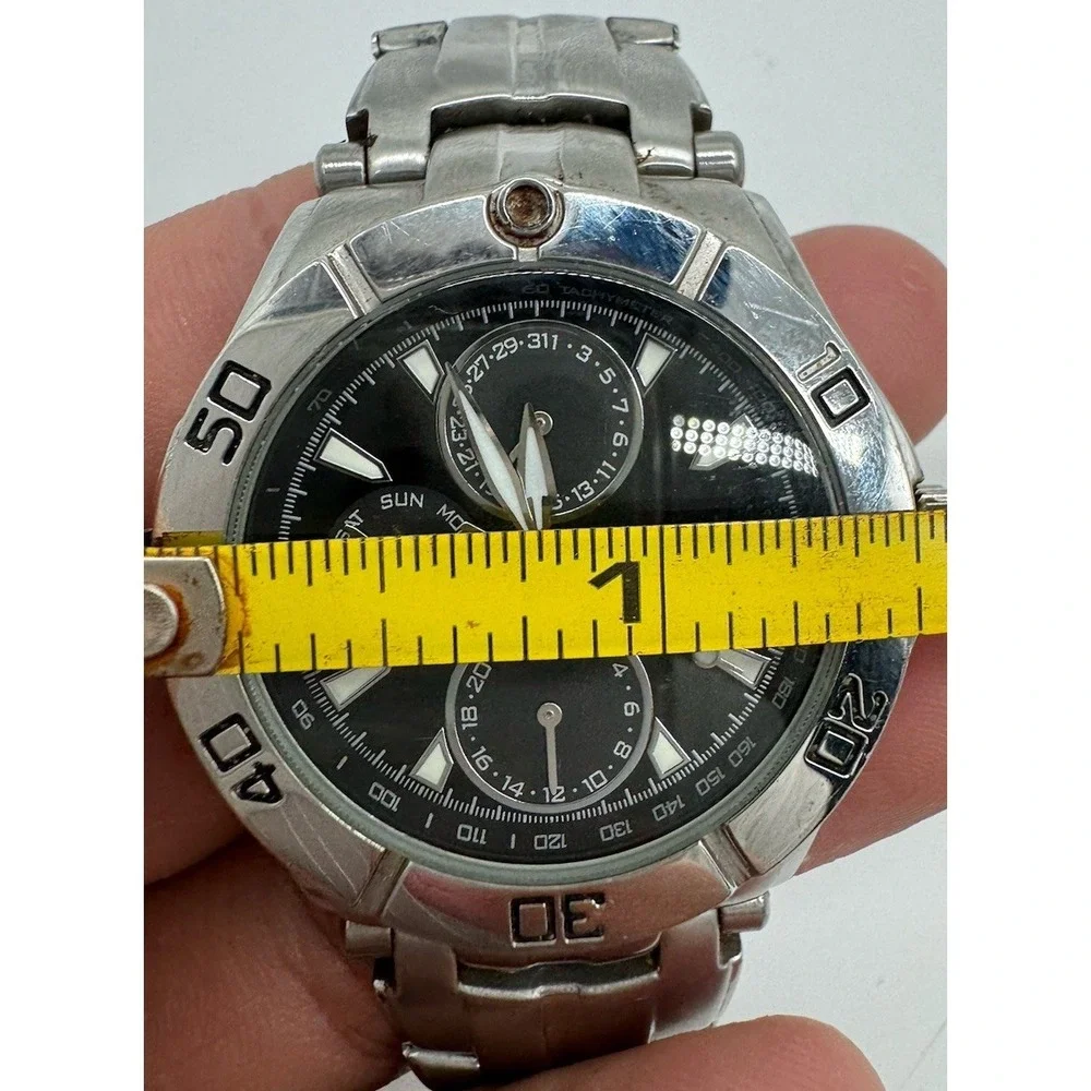 Armitron Mens Watch 20/4224SV Black Dial Stainless Steel Multi Function 165FT
